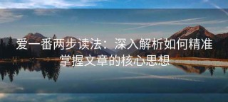 爱一番两步读法：深入解析如何精准掌握文章的核心思想