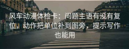风车动漫体检卡：问题主语有没有复位，动作把单位补到图旁，提示写作也能用