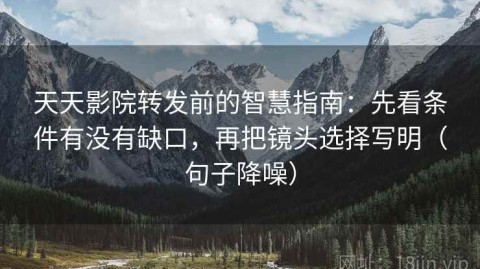 天天影院转发前的智慧指南：先看条件有没有缺口，再把镜头选择写明（句子降噪）