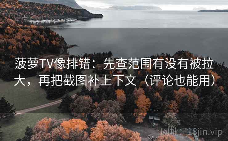 菠萝TV像排错：先查范围有没有被拉大，再把截图补上下文（评论也能用）