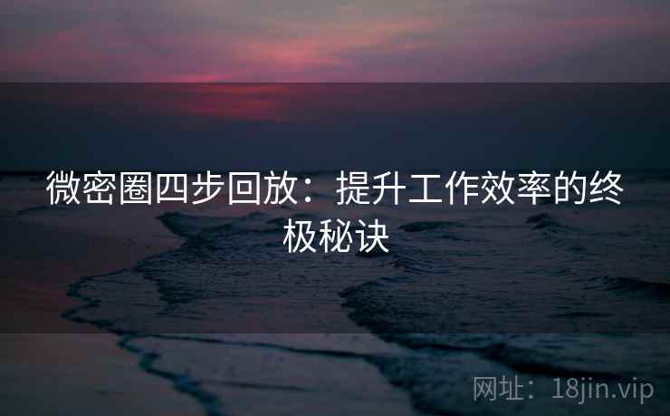 微密圈四步回放：提升工作效率的终极秘诀