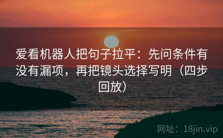 爱看机器人把句子拉平：先问条件有没有漏项，再把镜头选择写明（四步回放）