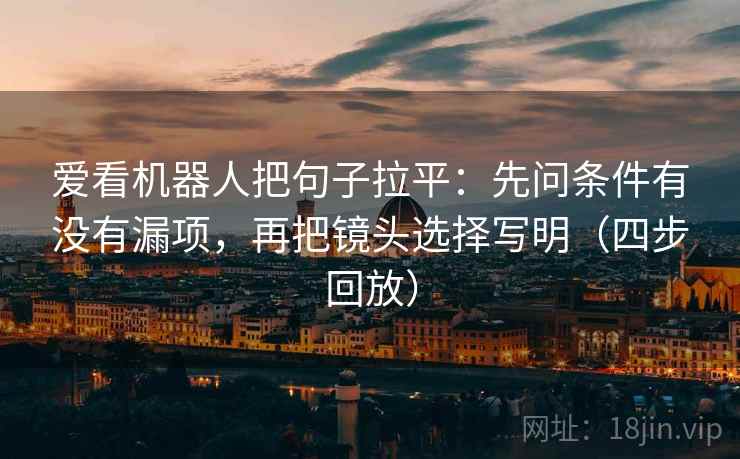 爱看机器人把句子拉平：先问条件有没有漏项，再把镜头选择写明（四步回放）