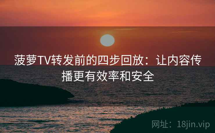 菠萝TV转发前的四步回放：让内容传播更有效率和安全